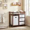 GarveeHome Modern Baby Changing Table with Laundry Hamper & 3 Drawers