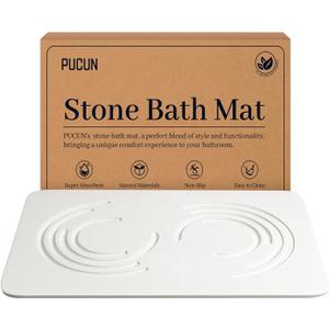Stone Bath Mat Diatomaceous Earth Shower Mat,Quick Drying Diatomite Bath Stone Mat for Bathroom Floor -Super Absorbent,Natural, Easy to Clean(White) (1'4" x 1'11" (Rectangular))