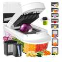 Blade All-in-1 Vegetable Chopper Mandoline Slicer with Container, Food Chopper, Onion Chopper, Veggie Cutter for Salad, Kitchen Gadgets Accessories Essentials, White