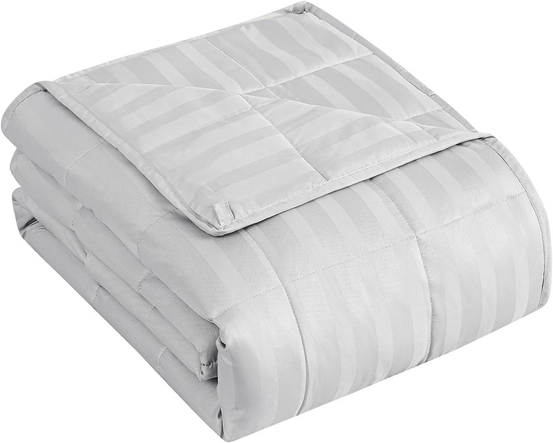 Weighted Blanket for Adult,25lbs Heavy Weighted Blanket 60"x80" Breathable Cooling Summer Blankets, Ultra Soft Cotton Comfort Throw Blanket with Glass Beads for All-Season (Light Grey) (60x80-25lb, Lightgrey)