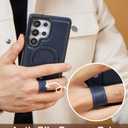 Butaiga for Samsung Galaxy S25 Ultra Case Leather with Stand, Anti-Slip Grip Ring, Fits for MagSafe (Navy, S25 Ultra)