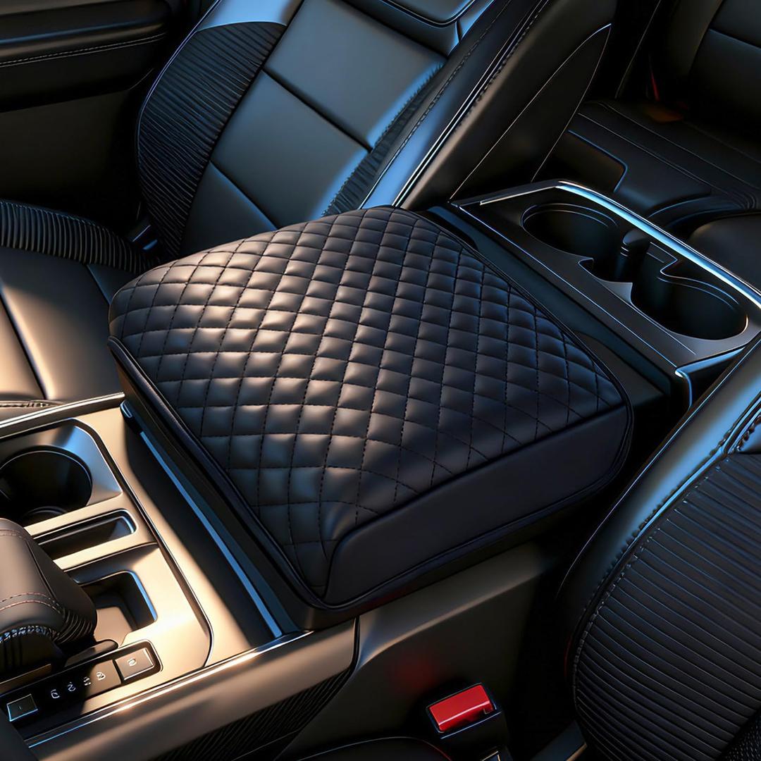 Center Console Cover Compatible with 2021 2022 2023 2024 2025 2026 Ford F150, Armrest Lid Leather Protector, Center Console Cushion Interior Accessories (Fits Work Surface Console only)