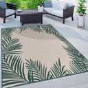Rugshop Tropical Floral Palm Leaves Textured Flat Weave Easy Cleaning Outdoor Rugs for Deck,Patio,Backyard Indoor/Outdoor Area Rug 5' x 7' Green
