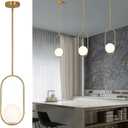 Modern Pendant Lighting Gold Hanging Light Fixture for Sloped Ceiling,Brass Pendant Lighting Fixture Pendant Chandelier Globe Pendant Light for Kitchen Island,Dinning Room Bedside Lighting