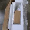 GESIPOR 32"x19" Wall Mount Bathroom Vanity with Sink Stone Resin Floating Vanity Sink Rectangular Vessel Sinks for Bathroom White Trough Art Basin with Shelf Layer