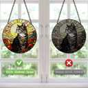 Stained Glass Window Hanging, 8 Inch Tabby Cat Suncatcher, Sun Catchers Indoor Window Ornaments, Suncatchers for Windows Hanging, Spring Home Garden Decor Panel Cat Lovers Gifts for Mom Grandma Wife