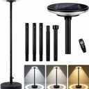 Movable Solar Street Lights Outdoor with Pole, 10000W 9999LM IP65 Waterproof Motion Sensor Lamp Posts Remote Control at 360° No Drill for Yard, Camping, Garden, Outside (86.6" Pole 216 LED)