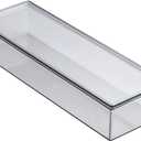 Transparent Flatware Tray Kitchen Drawer Organizer With Lid - Plastic Kitchen Cutlery Tray and Utensil Silverware Storage Container with Cover - Dinnerware Holder for Spoons Forks Knives