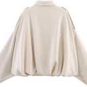 Xunger Women's Faux Suede Bomber Jacket Spring Lapel Pilot Coat Casual Oversized Long Sleeves Trendy Streetwear Outerwear (Beige, S)