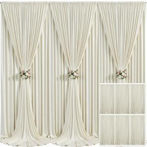 6 Panels Beige Backdrop Curtain for Wedding Parties Wrinkle Free Beige Photo Curtains Backdrop Drapes Fabric Decoration for Baby Shower Photoshoot 30ft(W) x 10ft(H)