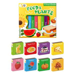Bear Tale Set of 8 Mini Baby Books Food&Plants, Early Learning Kids Book, Board Books for Toddlers 1 2 3 4 5 6 7 8 Years about Staples, Drinks, Snacks, Fruits, Desserts, Vegetables, Flowers, Trees