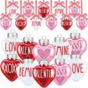 Jutom 12 Pcs Valentine's Day Heart Ornaments for Small Tree Heart Shaped Hanging Ornaments Baubles Painted Kiss Hug Pendant Valentines Hanging Decorations for Party (Red,White,Pink)