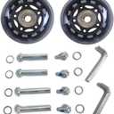 LOTOWELZON 2pcs Luggage Suitcase Replacement Wheels, 50/64/70/75/84/90mm Rubber Inline Roller Skate Wheels with 8mm(0.31") ABEC-7 608ZZ Bearings Repair Kits (Black&Clear)