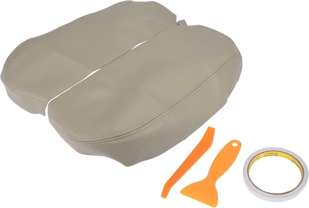 X AUTOHAUX Pair Car Center Console Lid Armrest Seat Box Cover Protector Replacement Microfiber Leather for Acura MDX 2007-2013 Beige
