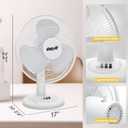 Shop-Air 16" Oscillating Table Fan, 3 Speeds, High-Velocity, Quiet & Powerful Air Circulation, 70 Adjustable Head Tilt,Ideal for Home, Bedroom or Office, White