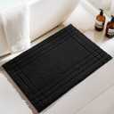 Black Bathroom Rugs, Small Bath Mats for Bathroom Non-Slip, Soft Plush Shaggy Washable Bath Rug for Tub and Shower, 18x24