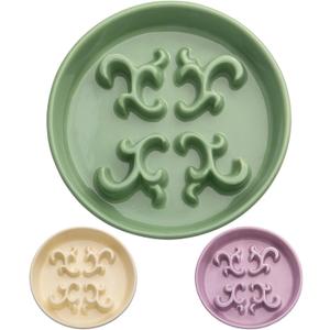 Slow Feeder Dog Bowl, 0.6 Cups Ceramic Dog Food Dish for Fast Eaters Small Breed, Puzzle Bowl for Small Dogs and Cats(Green)