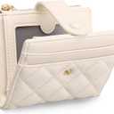 GAEKEAO Small Wallet for Women Slim Bifold Leather RFID Blocking Credit Card Holder Wallets Zipper Pocket Coin Purse with ID Window (White)