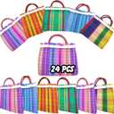 Small Mexican Tote Mercado Bags (Set of 24) - Assorted Colors-Mini Mexican Mesh Bags 10"x 7.5" by JVR TRADE (24)