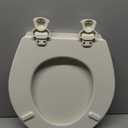 Bemis 500EC Durable Wood Toilet Seat with Easy Clean Hinges, Made in USA, Round, Biscuit