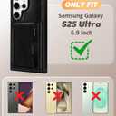 Uppuppy for Samsung Galaxy S25 Ultra Case with Wallet - Fits 4 Card Slots, Compatible with MagSafe for Women Men Leather Credit Card Holder Kickstand Phone Cover for Samsung S25 Ultra, Black
