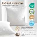 Organic Feather Down Throw Pillow Inserts (18x18 Inch, Set of 2) - 100% Cotton Shell, Filling of Feathers & Memory Foam, Square Decorative Pillow Form Core for Couch, Sofa, and Bed