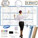 Large Dry Erase Wall Calendar - 38" x 72" - Undated Blank Reusable Yearly Calendar - Giant Whiteboard Annual Poster - Laminated Office Jumbo 12 Month Calendar