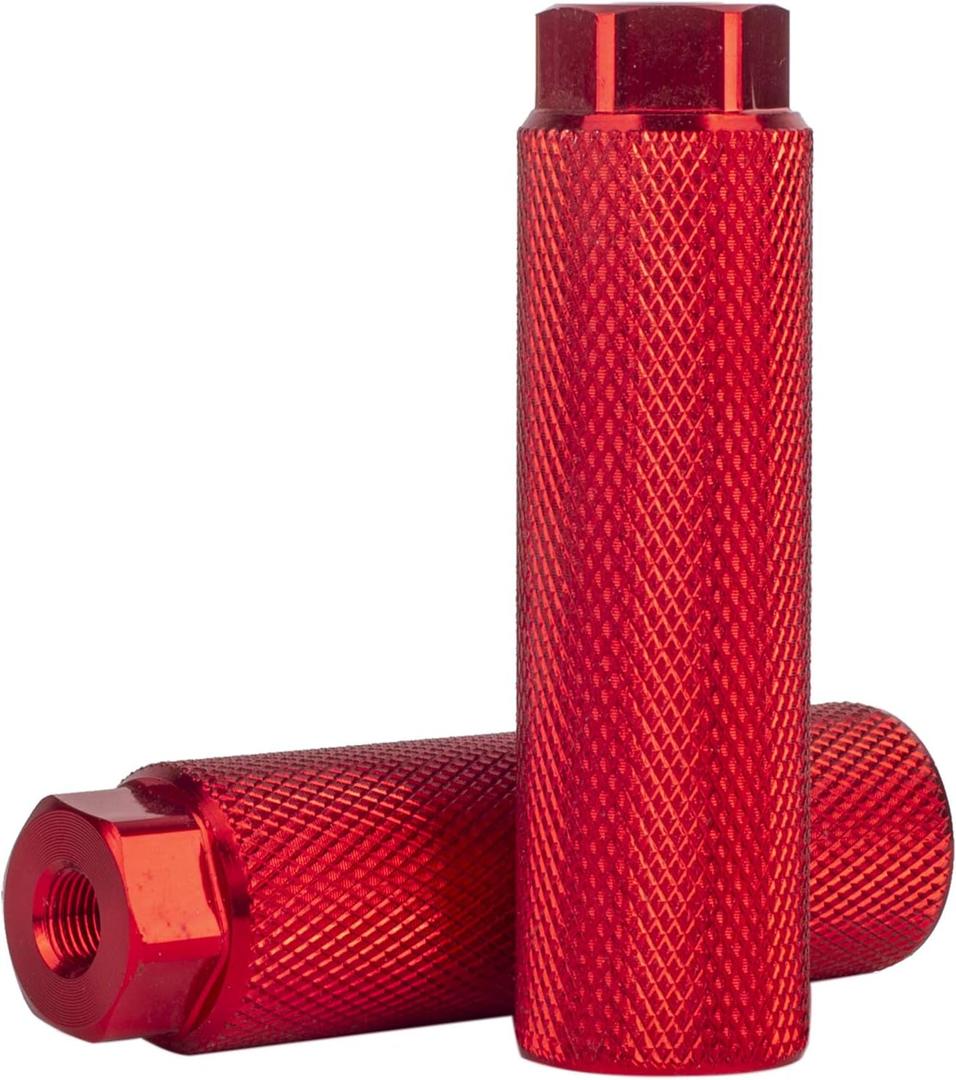 Bike Pegs 2Pcs Aluminum Alloy Anti-Skid Lead Foot Bicycle Pegs 3/8 inch Axles (Red)