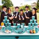 175pcs Class of 2026 Graduation Plates and Napkins Set, Disposable Paper Plate Set Polka Dots Plates Napkins Cups Knife Fork Spoon for Graduation Party Decorations and Supplies,Serve 25Teal Black