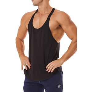 Men's Workout Quick Dry Soft Gym Bodybuilding Stringer Tank Tops (Black), S