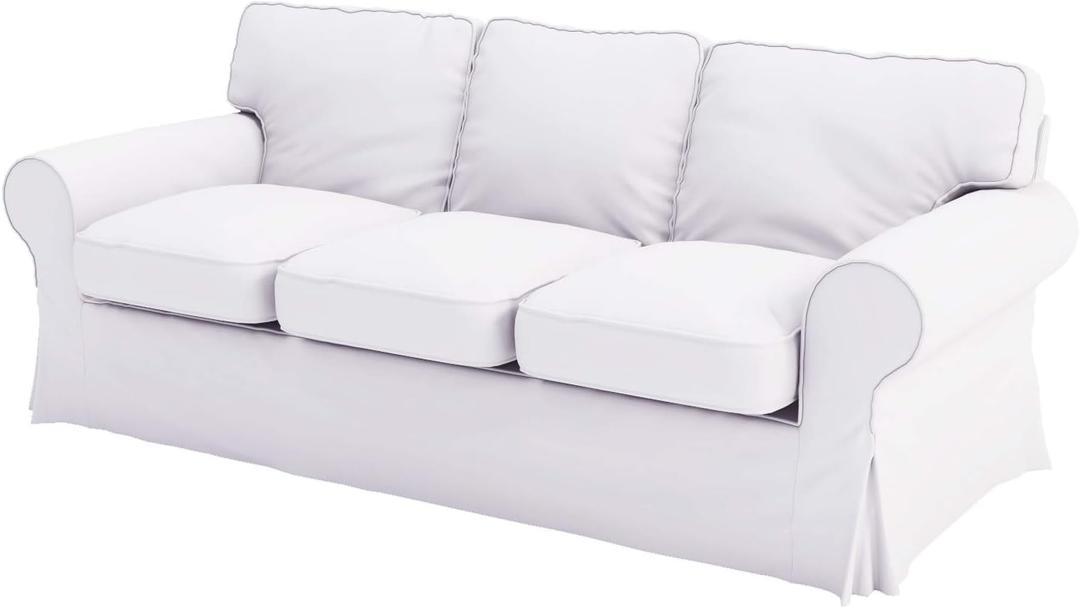 The Heavy Duty Cotton Ektorp 3.5 Seat Width: 98" (Not Regular 3 Seat) Sofa Cover Replacement Compatible for IKEA Ektorp Three and Half Sofa Cover, an Ektorp Sofa Slipcover Replacement (Pure White)