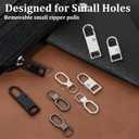 32 Pack Zipper Pull Replacement Kit Universal Detachable Zipper Pulls Tabs Zippers Pull Replacement Luggage Zippers Pulls for Backpacks Purses Jackets Boot Coat Clothing Pants, Black Silver