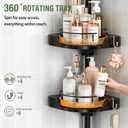 360° Rotating Corner Shower Caddy Tension Pole Organizer, Black, Rotation