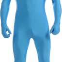 ATHX Men's and Women's Spandex Open Face Bodysuit Costume Adult Stretchy Halloween Cosplay Body Suit Zentai Suit Outfits, Sky Blue, Small