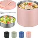 Thermo for Hot Food, Soup Thermo for Adults 40oz Lunch Containers Wide Mouth, Insulated Food Container Leak Proof Vacuum Stainless Steel With Carry Handle and Spoon BPA Free (Pink)