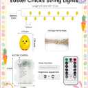 YIQU Easter Decoration String Lights, 10FT 12LED Indoor Chick Mantel Garland Battery Operated with Remote Timer 8 Modes, Hemp Rope Banner for Fireplace Table Wall Spring Party Indoor Outdoor Decor