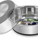 Grehge Steel Anti-Slip Dog Bowls,Non-Slip Stainless Steel Pet Bowl with Foot Mat - Perfect for Mess-Free Mealtime,Quiet Pet Bowls for Cats and Dogs, Dry and Wet Foods,(5.5 inches, 1PCS)