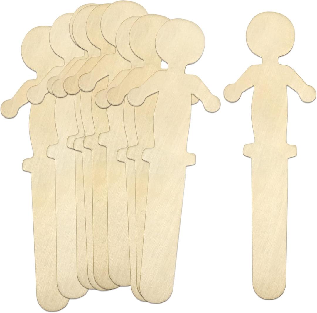 100 Pack Jumbo People Craft Sticks 5.25" Wooden People Sticks for Classroom