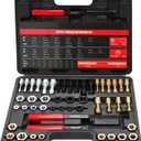 49Pcs Thread Chaser Set, UNC, UNF & Metric Thread Repair Kit with Taps, Dies and Thread Files for Re-Threading, Universal Metric and SAE Thread Chaser Kit