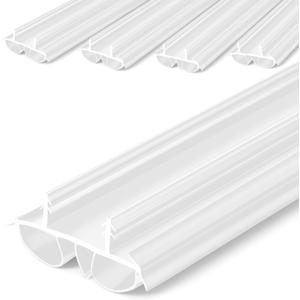 Pushglossy 4 Pcs 36" Double Bubble Kerf Door Sweep 1-3/4" Wide Vinyl Weatherstrip Seal for Exterior Doors, Energy Efficient Draft Stopper, Easy Slide in Installation, Blocks Dust/insects/noise (White)