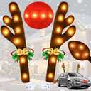 Christmas Car Decorations Reindeer Car Kit Antlers 2025, Jingle Bells Rudolph with Lights Reindeer and Nose, Tail Cute Costume Auto Accessories for Trunk Vehicles SUV Warm White
