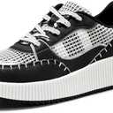 STQ Platform Sneakers Women Fashion Shoes 2024 Orthopedic Walking Shoes with Plantar Fasciitis (9, Black White)