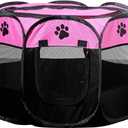 Portable Pet Playpen, Dog Playpen Foldable Pet Exercise Pen Tents Cat House Playground for Puppy Kitten Indoor Outdoor Travel Camping Use (Small (29"X29"X17"), Red)