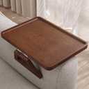 Couch Arm Tray,Bamboo Folding Sofa Tray,Sofa Armrest Tray Clip-On Couch Desk for Drinks,Snacks,Phone,Remote ControlBrown
