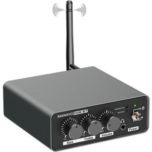 PM6BT Bluetooth Phono Preamp with Receiver & Transmitter for Bluetooth Turntables, Wireless Turntable Preamplifier for MM Vinyl with Adjustable Volume/Bass/Treble EQ, Headphone Output