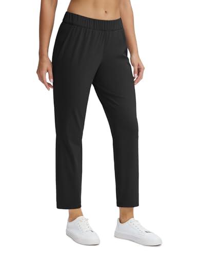 Seamaid Women's Golf Pants with Pockets 7/8 Stretch Ankle Travel Pants for Athletic Casual Black Medium