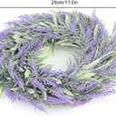 Lavender Wreath,11" Artificial Spring Wreaths for Front Door,Purple Flower Wreath with Green Leaves Farmhouse Wreath, for Home Wall Window Porch Garden Decor