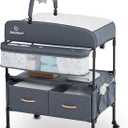 BabyBond Portable Baby Changing Table with 2 Storage Baskets, Foldable Changing Table Dresser Diaper Changing Table Height Adjustable Changing Station for Infant and Newborn (Grey)