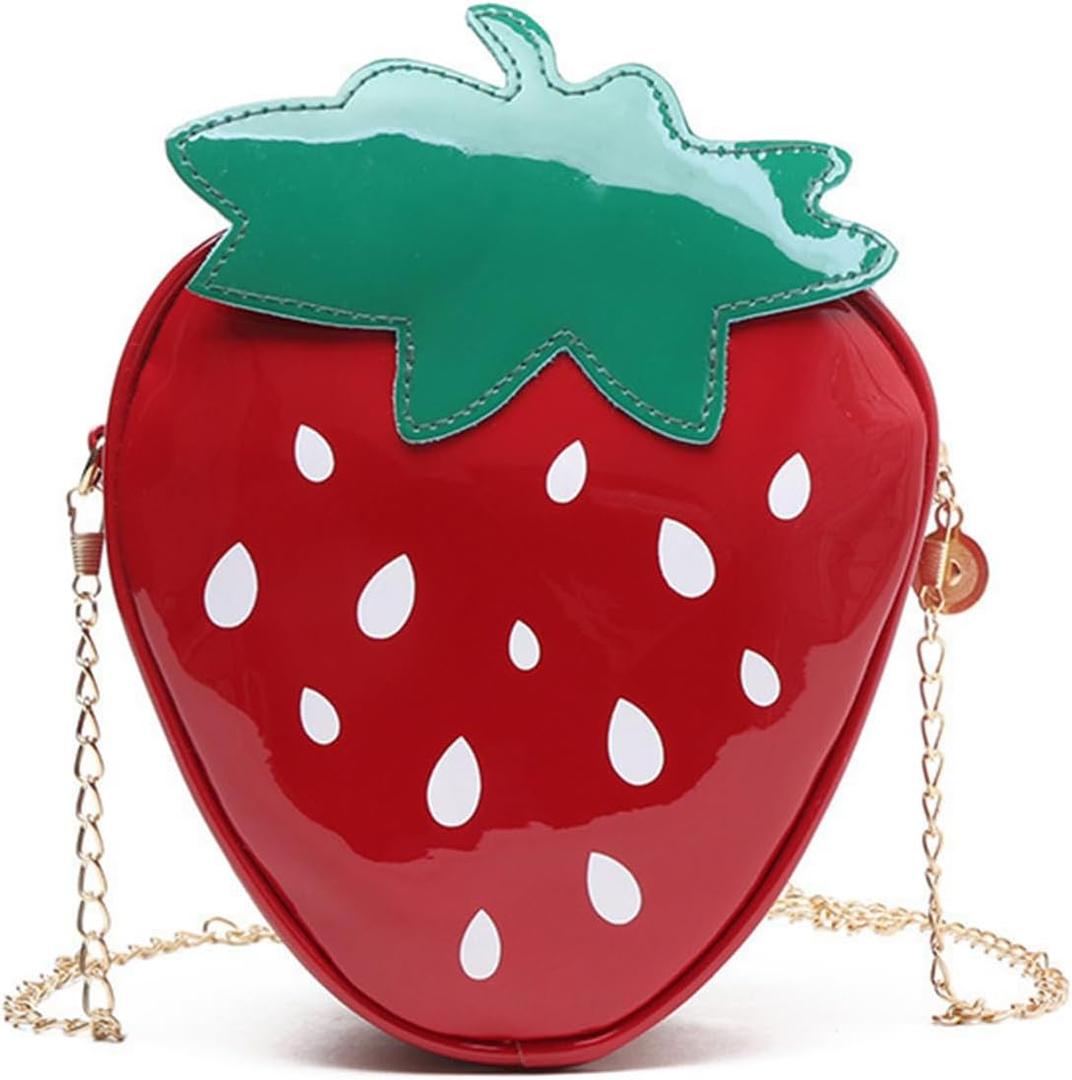 Cute Strawberry Crossbody Shoulder Bag for Women Girls, Small Fruit Shape Crossbody Bag Coin Purse Wallet (Red)