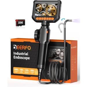 2-Way Articulating Borescope Camera with Light, 0.24 in Endoscope, 1080P HD Snake Inspection Camera, 4.3" Screen, 5FT Flexible Cable for Sewer Pipe Plumbing HVAC Automotive Wall, Video & Photo, DEERFO